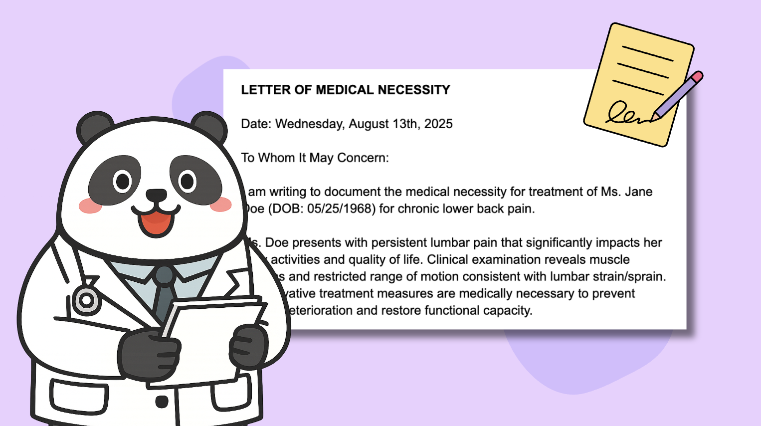 Draft a Letter of Medical Necessity cover